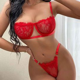 Sexy Transparent Dentelle Soutien-Gorge Femmes Ensemble De Lingerie Entrejambe Sous-Vêtements Lingerie Acier Floral À Armatures Ensemble De Lingerie Lingeries Femmes Corps