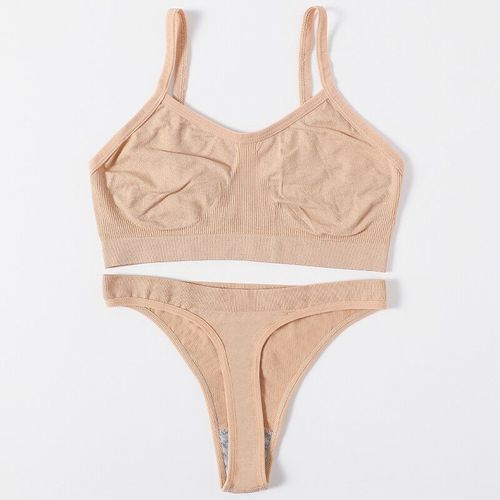 Ensemble Soutien-Gorge Sans Couture Pour Femme,Culotte Tanga Taille Haute,Lingerie Sexy,Soutien-Gorge Sans Fil,Soutien-Gorge Sans Doublure,Ensemble De Sous-Vêtements Confortables