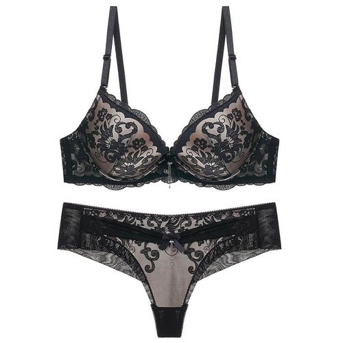 Ensemble De Soutien-Gorge Push-Up Pour Femme,Brassière Pour Mmoblady,Motif De Fougère,N?ud À Armatures,Décoration,Lingerie Pour Femme