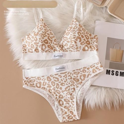 Ensemble De Soutien-Gorge Et Culotte Léopard Sans Couture Pour Femmes,Soutien-Gorge À Col En V,Culotte Taille Basse,Lingerie Sexy Féminine,Soutien-Gorge De Fitness,Sous-Vêtements De Sport