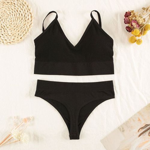 Chrleisure Femmes Ensemble De Sous-Vêtements Sans Fil Lingerie Culotte Soutien-Gorge Sexy String Sans Couture Débardeur Haut Court Brassière