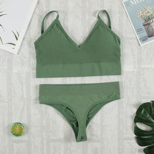 Ensemble De Soutien-Gorge Et Culotte Pour Femme,Sous-Vêtements Sexy,String,Bralette Sans Couture,Lingerie Féminine Douce Et Précieuse,Haut Court,2 Pièces