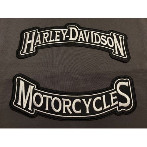 Kit Moto Écusson Patch Brodé Thermocollant Écriture , Harley Davidson