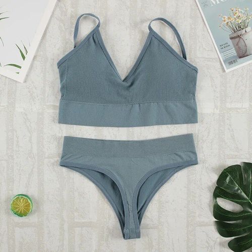 Ensemble De Soutien-Gorge Et Culotte Pour Femme,Sous-Vêtements Sexy,String,Bralette Sans Couture,Lingerie Féminine Douce Et Précieuse,Haut Court,2 Pièces