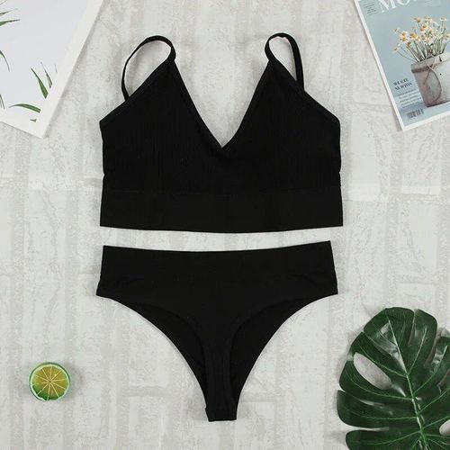 Ensemble De Soutien-Gorge Et Culotte Pour Femme,Sous-Vêtements Sexy,String,Bralette Sans Couture,Lingerie Féminine Douce Et Précieuse,Haut Court,2 Pièces
