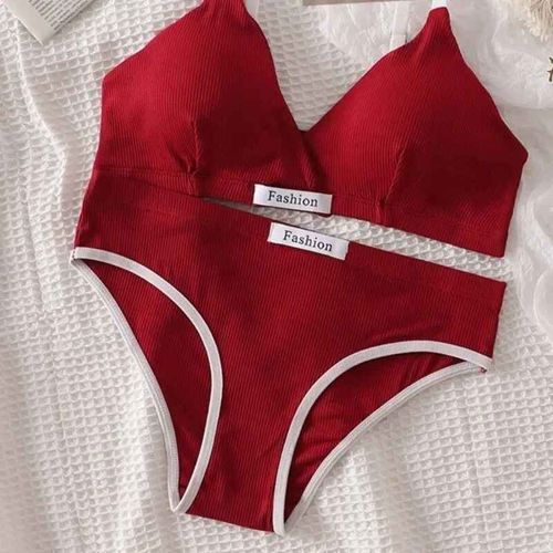 Ensemble De Soutien-Gorge En Coton Pour Femmes,Slip Sexy,Culotte Taille Basse,Bralette Sans Fil,Lingerie De Sport,Brassière À Col En V,Ensemble De Sous-Vêtements Féminins