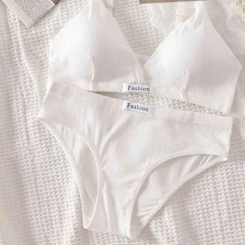 Ensemble De Soutien-Gorge En Coton Pour Femmes,Slip Sexy,Culotte Taille Basse,Bralette Sans Fil,Lingerie De Sport,Brassière À Col En V,Ensemble De Sous-Vêtements Féminins