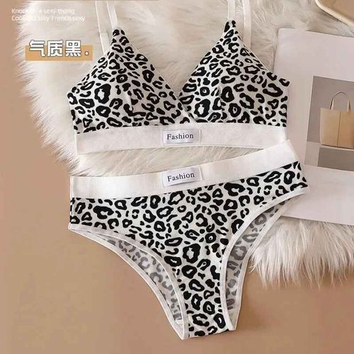 Ensemble De Sous-Vêtements Pour Femmes,Imprimé Léopard,Sans Trace Et Bord En Acier,Bretelles Réglables Au Dos,Été