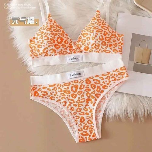 Ensemble De Sous-Vêtements Pour Femmes,Imprimé Léopard,Sans Trace Et Bord En Acier,Bretelles Réglables Au Dos,Été