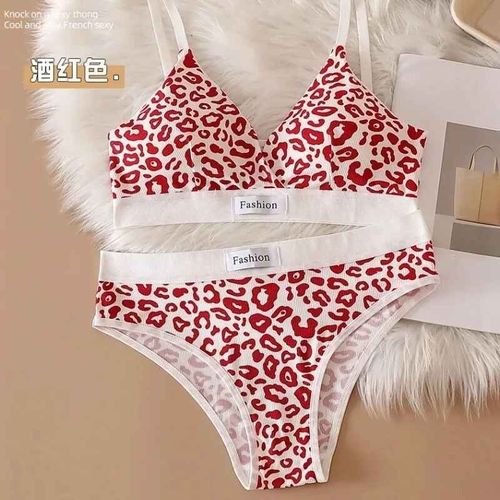 Ensemble De Sous-Vêtements Pour Femmes,Imprimé Léopard,Sans Trace Et Bord En Acier,Bretelles Réglables Au Dos,Été
