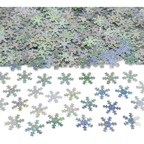 Confettis holographiques flocons de neige en PVC étincelants, parfaits pour Noël, Nouvel An et décorations de fête d'hiver