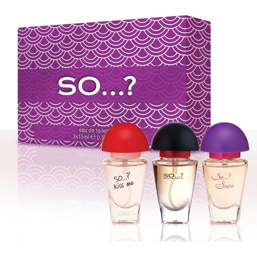 Three For Me Coffret De Parfum Premium Pour Femme, Kiss Me, Sinful, So...?, Eau De Toilette Au Parfum Longue Durée, Mini Parfum De Voyage Pour Filles, Coffrets Cadeaux Pour Dames (3 X 15 Ml) 