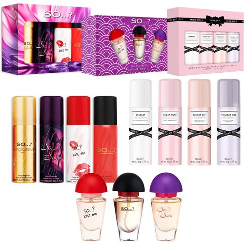 Coffret Cadeau Brume Corporelle Parfumée Et Eau De Toilette Pour Femme (4x50ml Body Mist, 3x15ml Edt) Lot De 3 