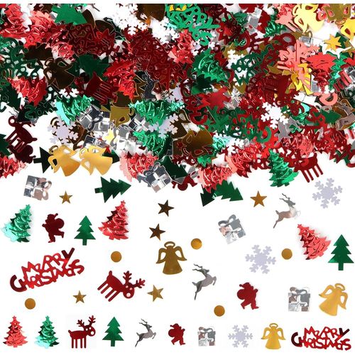 500 Pièces Confettis Deco Table Noel, Paillettes Multicolores, Étoiles et Flocons de Neige pour Sapin de Noël