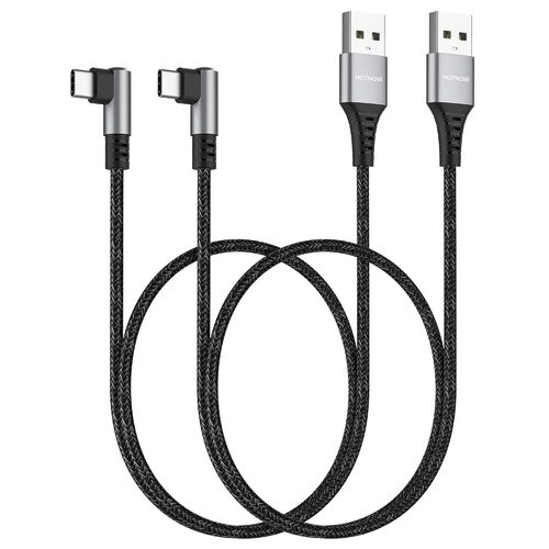 KALANKA-court câble USB C à angle droit 0,5 m 2 PCS, 50cm USB a vers USB C câble tressé à 90 degrés, compatible avec iPhone 16/16 pro, iPhone 15/15 Pro / 15 pro Max, iPad Pro/air