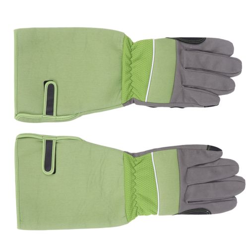 HJLIAN 1 paire de gants de jardinage resistants aux coupures, aux coups de couteau et aux perforations, gants d'elagage avec protection de l'avant-bras, verts