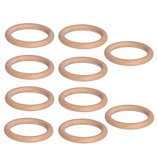 HJLIAN Lot de 10 anneaux en bois bruts, cercles en bois naturel pour la fabrication de bijoux artisanaux, dentition pour bebe, 8 cm
