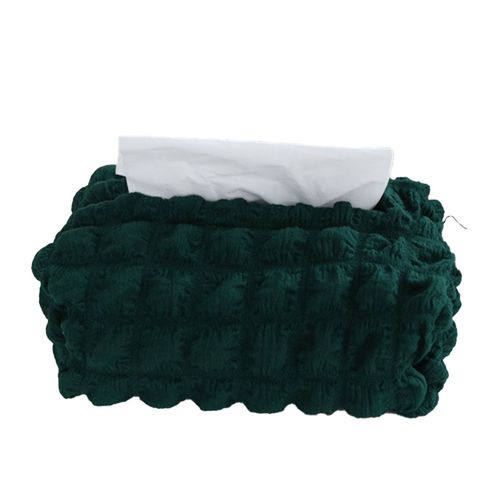 HJLIAN Housse de boite a mouchoirs decorative en polyester et coton a bulles, avec doublure en toile epaisse, verte