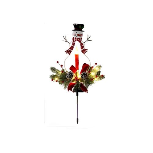 Hjlian Lampe Solaire D'exterieur A Led, Impermeable, Motif Bonhomme De Neige Peint, Decoration De Jardin Ou De Pelouse