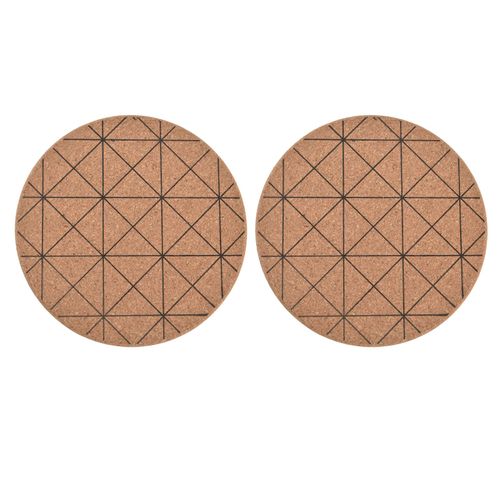 Hjlian Lot De 2 Dessous De Verre En Liege, Design Sur, Pratique, Brillant, Epais, Style Rustique, Decoration En Bois Pour Cuisines, Motif Ecossais