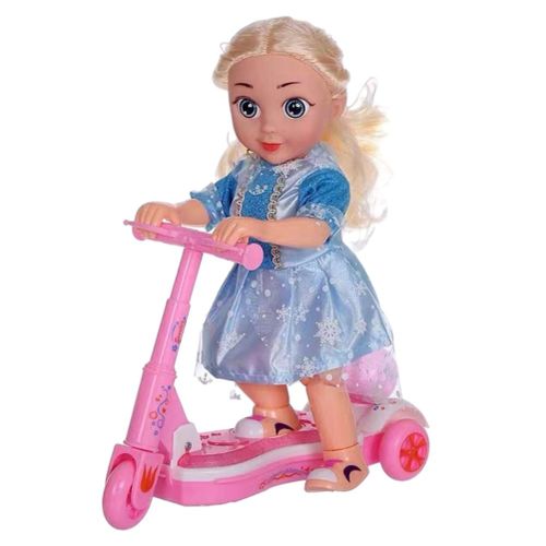 HJLIAN Scooter Poupee Jouets pour Fille Enfants Scooter Poupee Jouet avec Musique et Lumieres Mignon Princesse Scooter Poupee Cadeau Surprise d'Anniversaire de Noel
