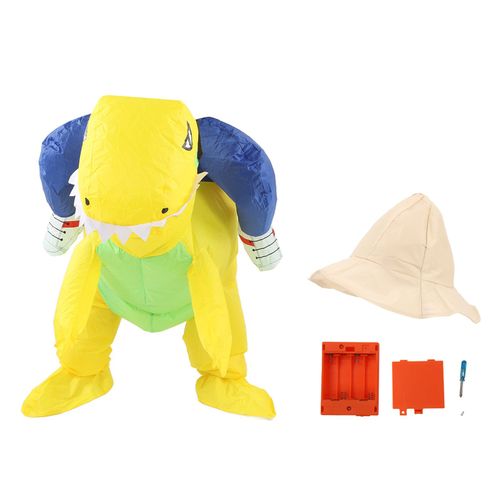 Hjlian Costume Gonflable De Dinosaure Jaune, Modele Demi-Corps, Forme Etrange De Dinosaure, Costume Gonflable Pour Petit Enfant, 80 A 120 Cm