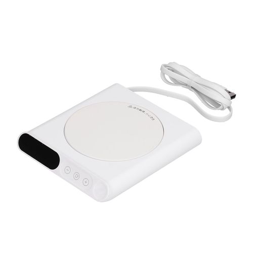 HJLIAN Chauffe-boissons Mini USB pour la maison et le bureau, dessous de verre chauffant electrique, plateau chauffant pour tasses a cafe et a the, blanc