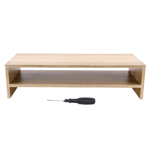 HJLIAN Support d'ecran en bois multifonction, double support de rangement pour ordinateur portable, TV, PC, imprimante