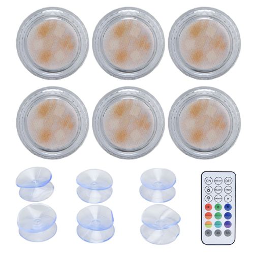 Hjlian Lot De 6 Mini Lampes D'amenagement Paysager 21 Touches Rgb Etanches Pour Piscine, Maison Et Exterieur
