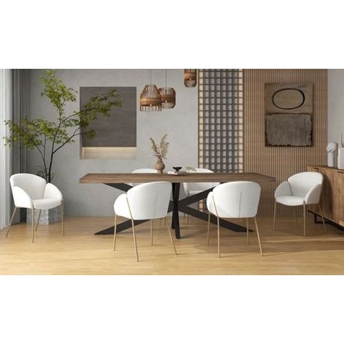 Lot De 2 Chaises En Tissu Candy De Doosense : Tissu Bouclé / Ecru Et Métal Bois