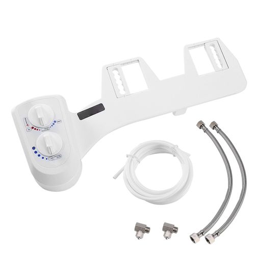 HJLIAN Ensemble de bidet de toilette intelligent avec double bouton rotatif, accessoire de toilette bidet autonettoyant non electrique a buse unique G7/8