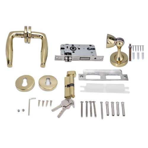 HJLIAN Ensemble de poignees de porte silencieuses, style europeen, serrure mecanique a cle, levier de verrouillage pour chambre a coucher interieure