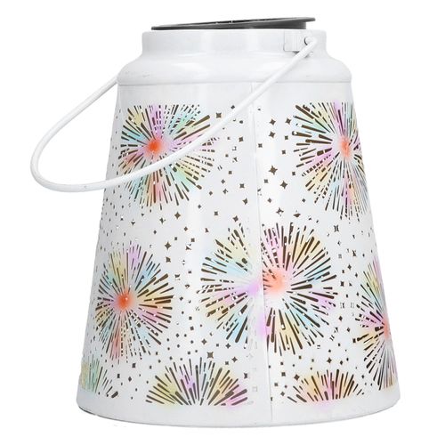 Hjlian Lampe Solaire D'exterieur A Led Suspendue En Fer Forge Avec Feu D'artifice, Decoration De Jardin Et De Paysage