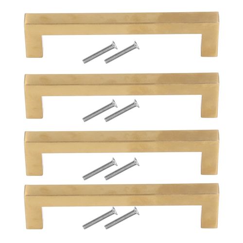 HJLIAN Lot de 4 poignees de porte d'armoire en acier inoxydable dore, poignees de rechange pour placard de cuisine, 12 x 12 x 96 mm