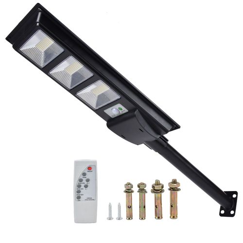 Hjlian Lampadaire Solaire 234 Led 300 W Etanche Avec Capteur De Synchronisation Pour Jardin, Exterieur Et Parc