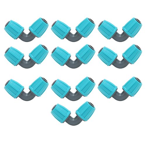 HJLIAN Raccord cannele de verrouillage PE 16 mm, 10 pieces, coude a 90 ¡ã, raccord de tuyau pour jardin, irrigation goutte a goutte agricole