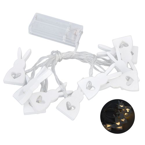 Hjlian Guirlande Lumineuse D'interieur En Bois, Lapin, 10 Led, Alimentee Par Piles, Ambiance Chaleureuse De Paques, Fil Lumineux Led Durable Pour Fete De Mariage