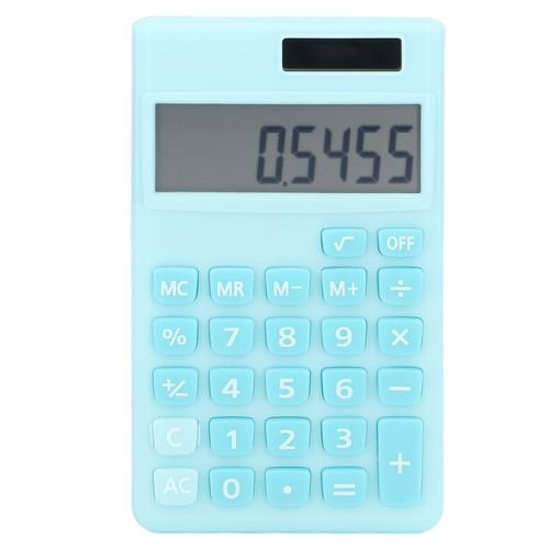 HJLIAN Calculatrice de poche solaire a 8 chiffres, double alimentation, avec grand ecran LCD et gros bouton sensible, bleu paon