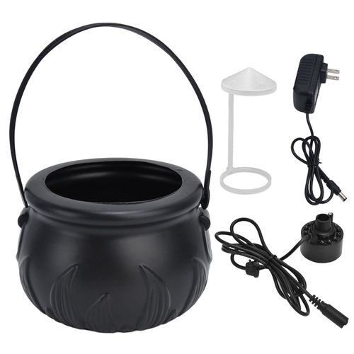 HJLIAN Machine a fumee pour sorciere d'Halloween, brumisateur avec lumiere LED changeante de couleur, accessoire de fete, AC 100-240 V, flamme noire, prise americaine