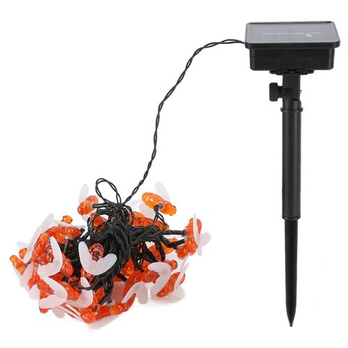 Hjlian Guirlande Lumineuse Solaire A Led En Forme D'abeille, Impermeable, Decorative, Pour Jardin, Terrasse, Blanc Chaud, 7 M, 50 Led, 8 Modes De Fonctionnement