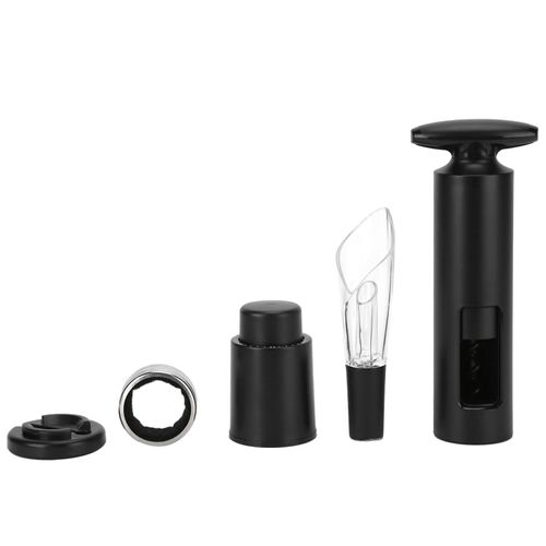 Hjlian Kit De 5 Tire-Bouchons Rotatifs Avec Bouchon A Vide, Decanteur, Coupe-Capsule Et Anneau Anti-Goutte, Noir