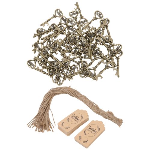 Hjlian Lot De 50 Decapsuleurs Retro En Forme De Cle, Tire-Bouchon A Biere Avec Etiquette, Pour Cadeaux De Mariage
