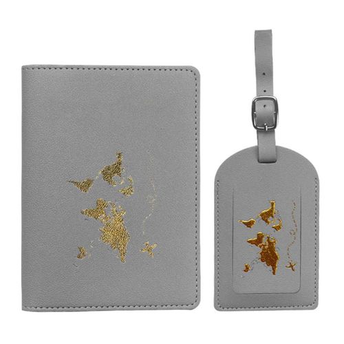 HJLIAN Etiquettes de bagages et etui pour passeport en cuir PU, etiquettes de bagages, porte-passeport, cadeau de voyage