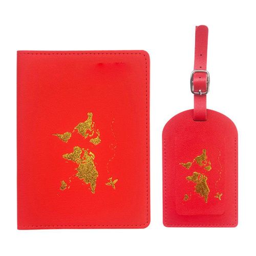 HJLIAN Etiquettes de bagages et etui pour passeport en cuir PU, etiquettes de bagages, porte-passeport, cadeau de voyage