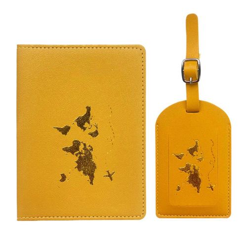 HJLIAN Etiquettes de bagages et etui pour passeport en cuir PU, etiquettes de bagages, porte-passeport, cadeau de voyage