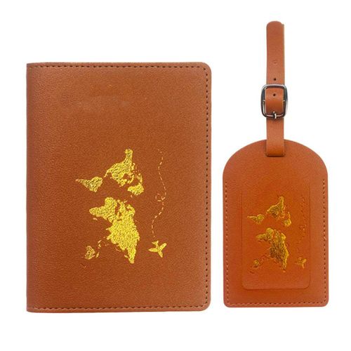 HJLIAN Etiquettes de bagages et etui pour passeport en cuir PU, etiquettes de bagages, porte-passeport, cadeau de voyage