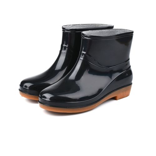 Hjlian Bottes De Pluie Courtes Antiderapantes Pour Femmes, Bottes De Pluie Tendance A Tete Ronde, Bottes De Pluie Radian Pour Femmes, Noires, Pointure 37