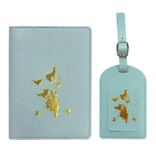 HJLIAN Etiquettes de bagages et etui pour passeport en cuir PU, etiquettes de bagages, porte-passeport, cadeau de voyage