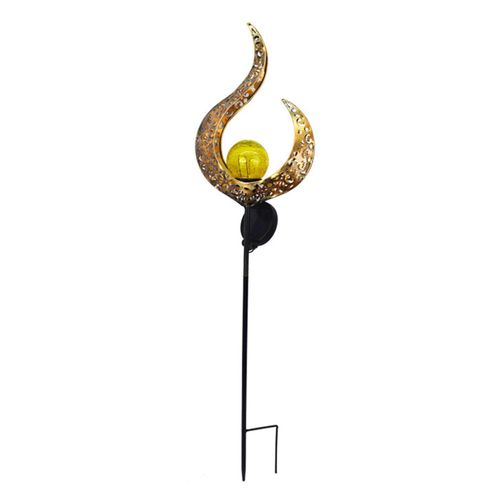 Hjlian Lampes De Paysage Vintage Decoupees En Fer, Lampe Solaire Pour Pelouse Exterieure, Feu Dore