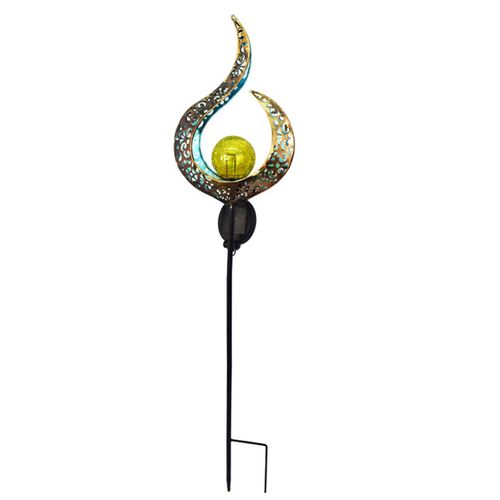 Hjlian Lampes De Paysage Vintage Decoupees En Fer, Lampe Solaire Pour Pelouse Exterieure, Feu Bleu